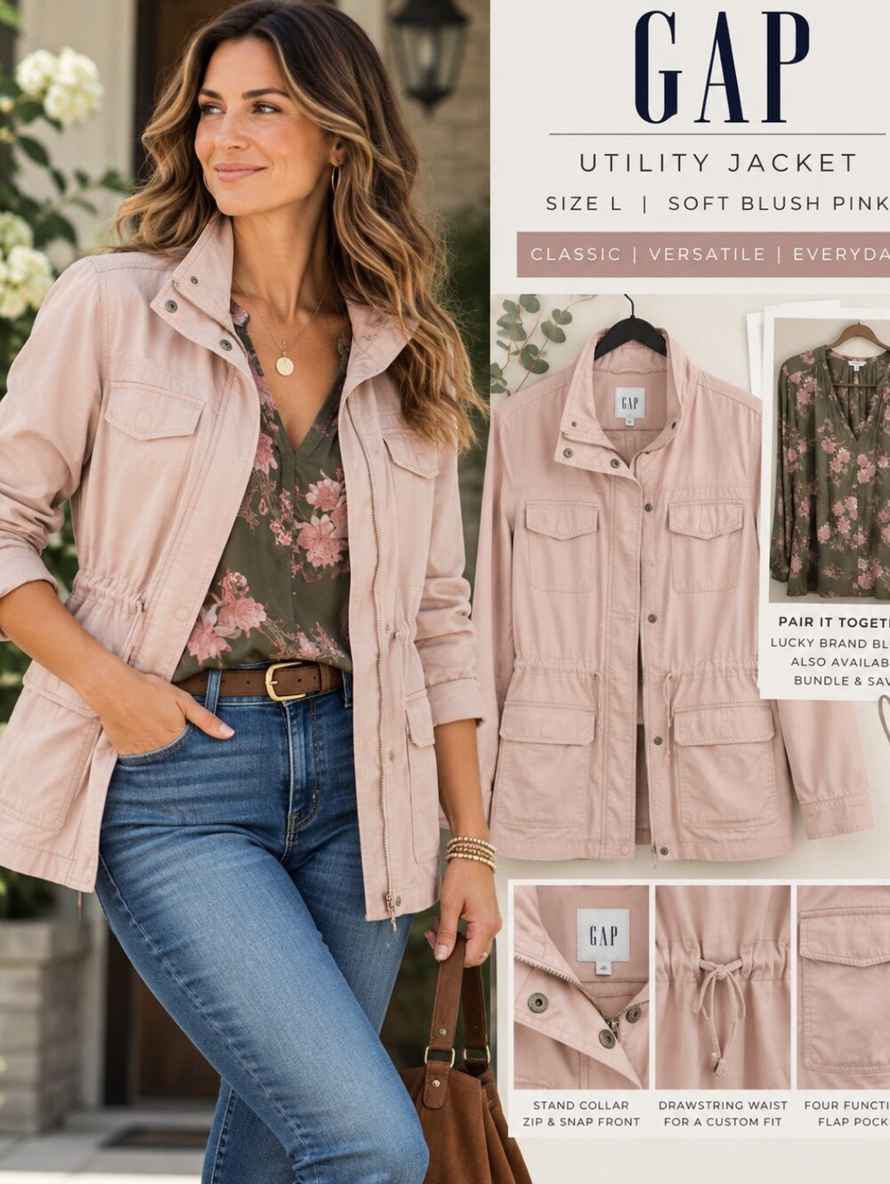 EUC Gap Soft Blush Pink Utility Field Jacket – Size L